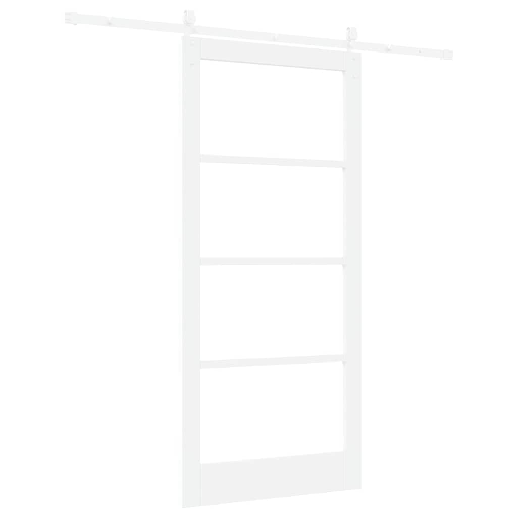 Sliding Door White 93 x 202 cm Solid Pine Wood and Glass