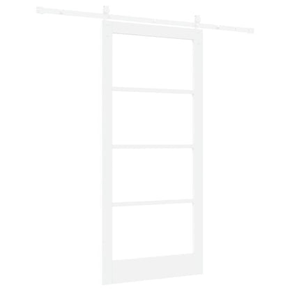 Sliding Door White 93 x 202 cm Solid Pine Wood and Glass