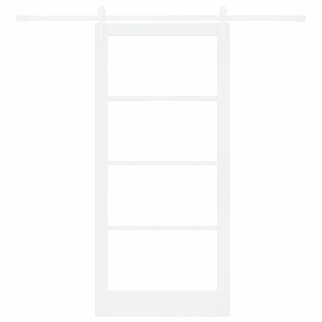 Sliding Door White 93 x 202 cm Solid Pine Wood and Glass
