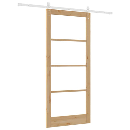 Sliding Door Natural 93 x 211 cm Solid Pine Wood and Glass
