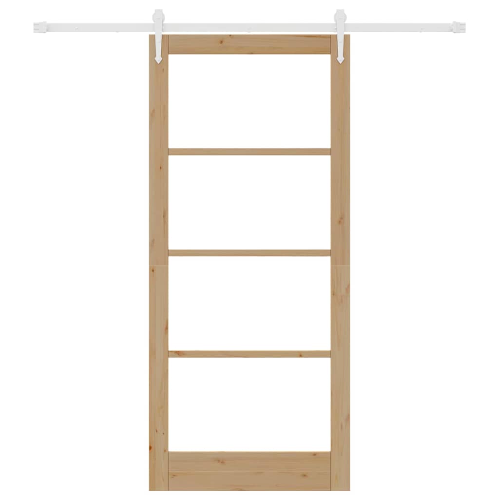 Sliding Door Natural 93 x 211 cm Solid Pine Wood and Glass