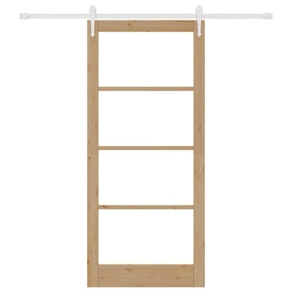 Sliding Door Natural 93 x 211 cm Solid Pine Wood and Glass