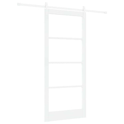 Sliding Door White 93 x 211 cm Solid Pine Wood and Glass