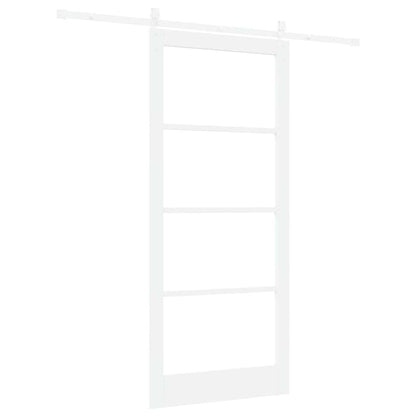Sliding Door White 93 x 211 cm Solid Pine Wood and Glass