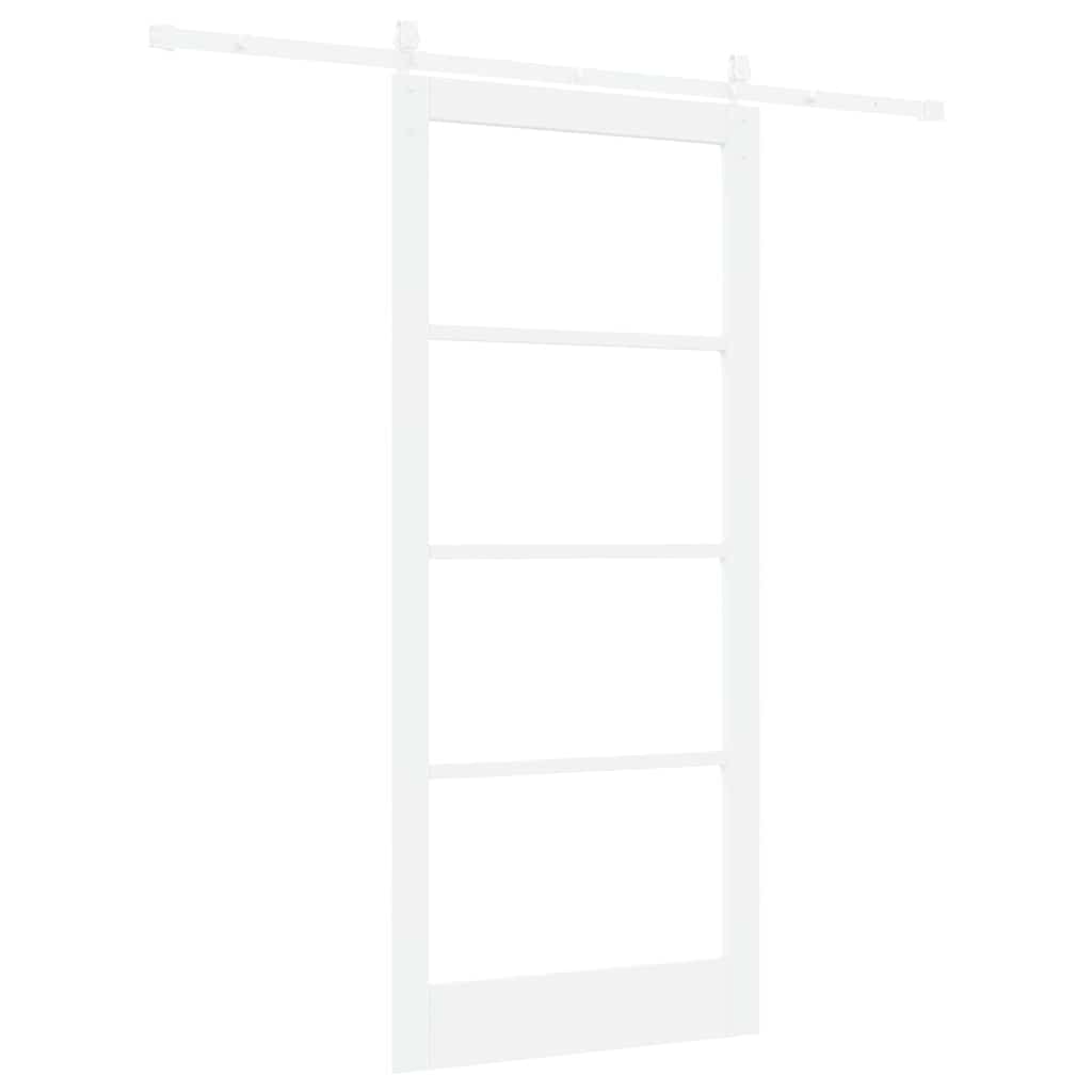 Sliding Door White 93 x 211 cm Solid Pine Wood and Glass