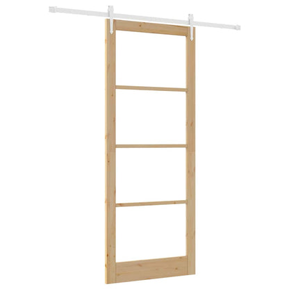 Sliding Door Natural 93 x 232 cm Solid Pine Wood and Glass