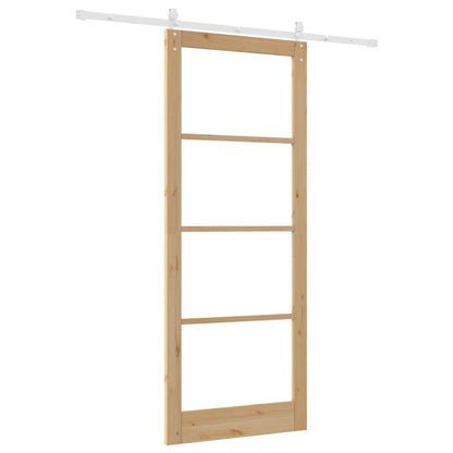 Sliding Door Natural 93 x 232 cm Solid Pine Wood and Glass