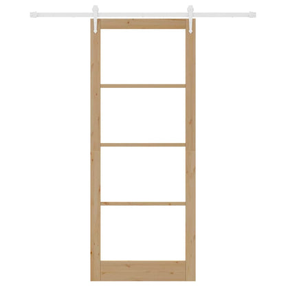Sliding Door Natural 93 x 232 cm Solid Pine Wood and Glass