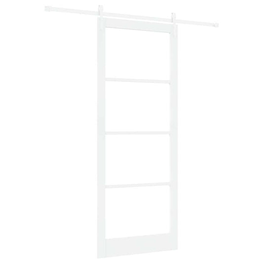 Sliding Door White 93 x 232 cm Solid Pine Wood and Glass