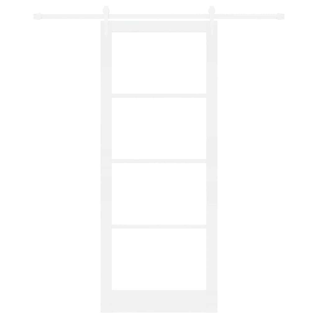 Sliding Door White 93 x 232 cm Solid Pine Wood and Glass