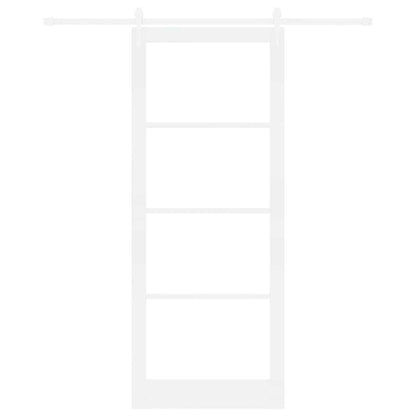 Sliding Door White 93 x 232 cm Solid Pine Wood and Glass