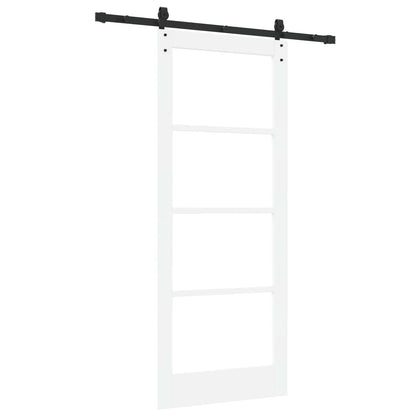 Sliding Door ORKDAL White 83 x 202 cm Solid Pine Wood and Glass
