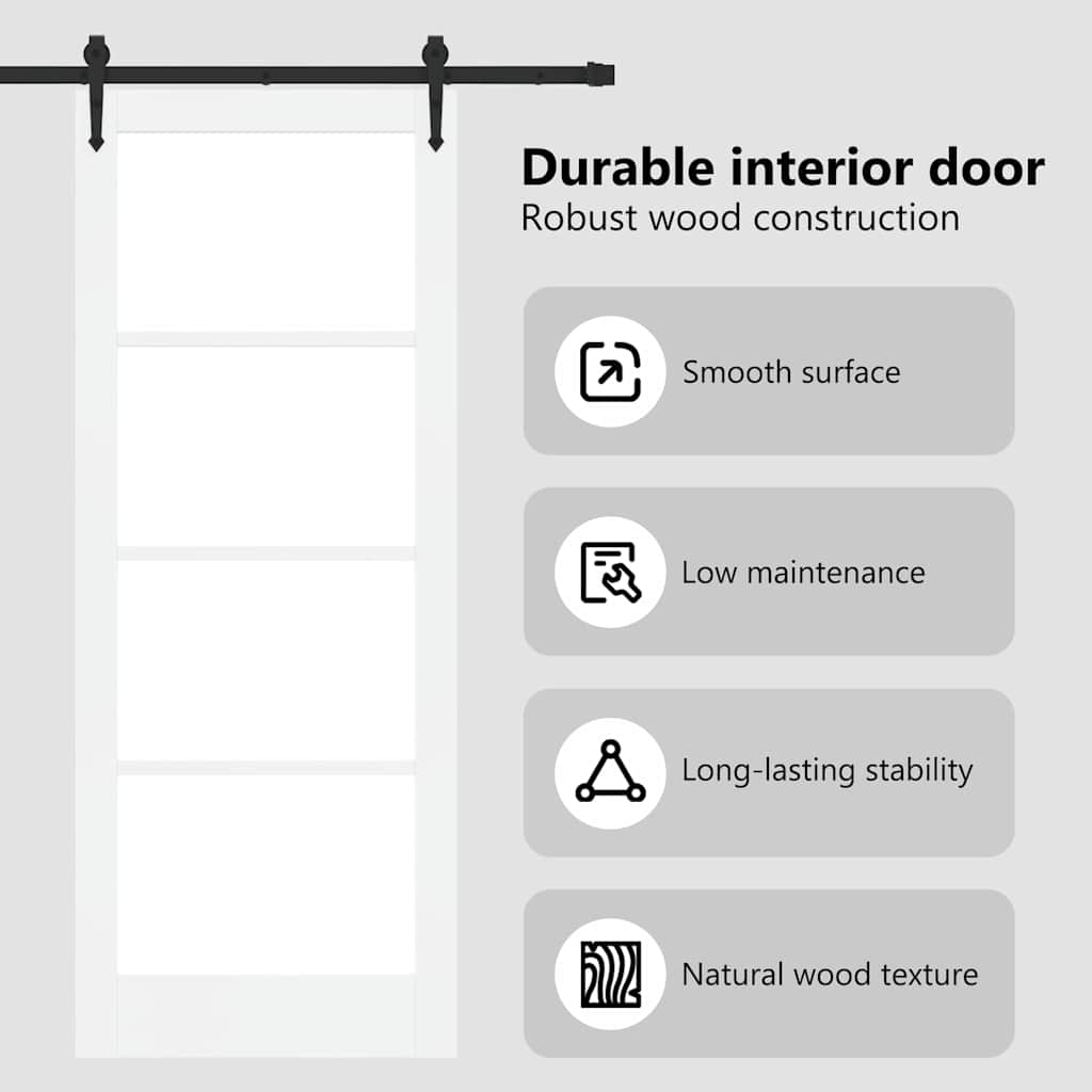 Sliding Door ORKDAL White 83 x 211 cm Solid Pine Wood and Glass