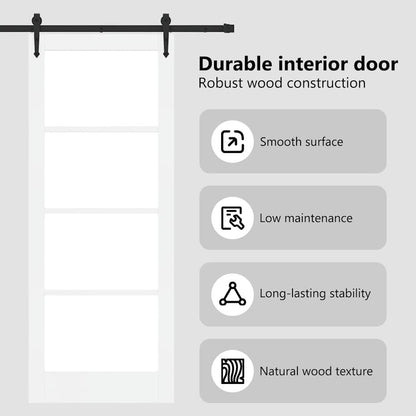 Sliding Door ORKDAL White 83 x 211 cm Solid Pine Wood and Glass