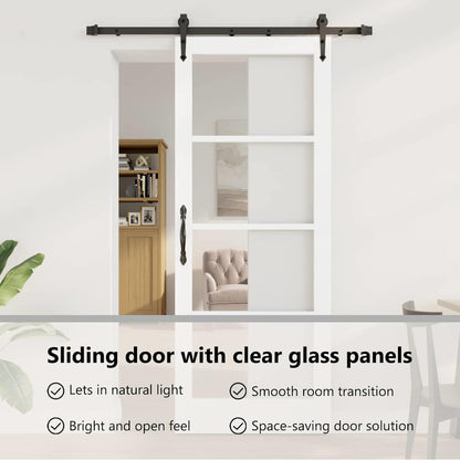 Sliding Door ORKDAL White 83 x 211 cm Solid Pine Wood and Glass