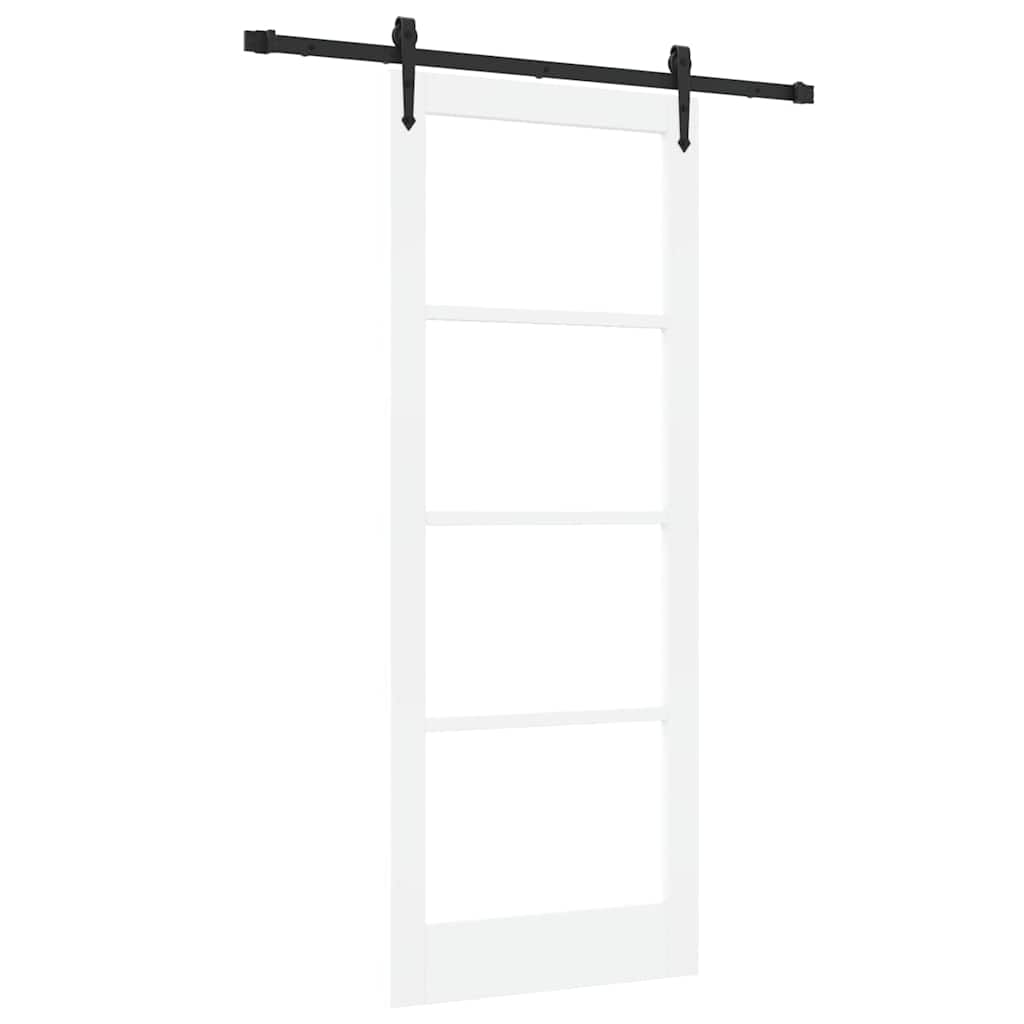 Sliding Door ORKDAL White 83 x 211 cm Solid Pine Wood and Glass