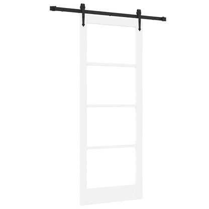 Sliding Door ORKDAL White 83 x 211 cm Solid Pine Wood and Glass