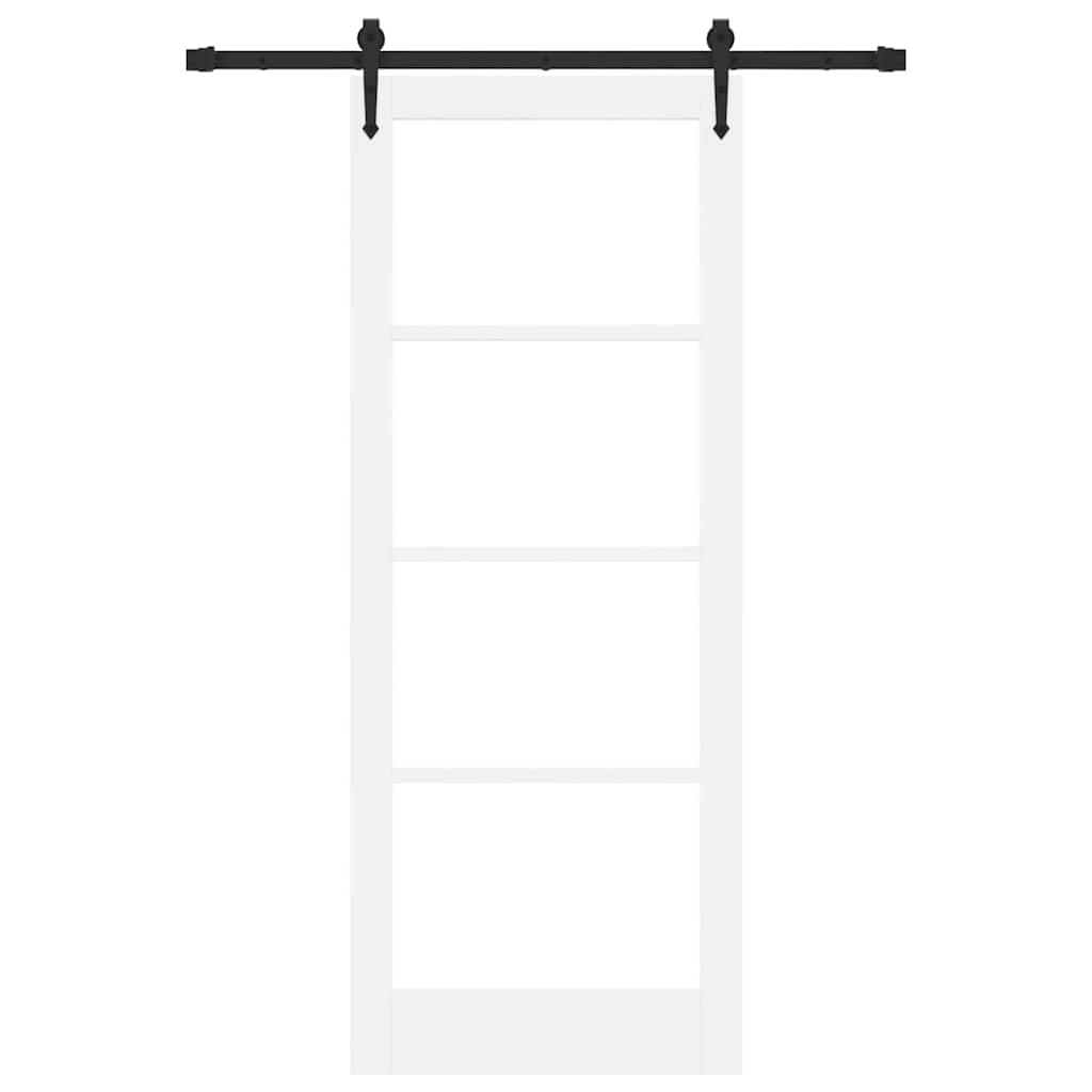 Sliding Door ORKDAL White 83 x 211 cm Solid Pine Wood and Glass