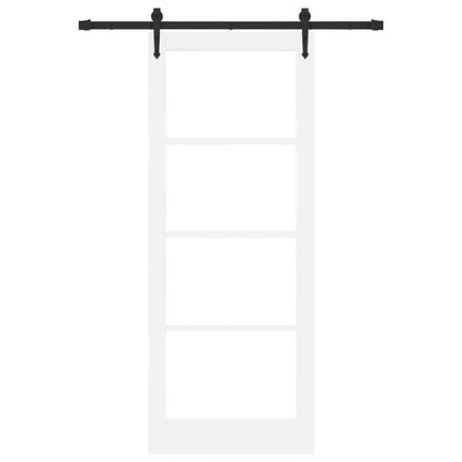 Sliding Door ORKDAL White 83 x 211 cm Solid Pine Wood and Glass