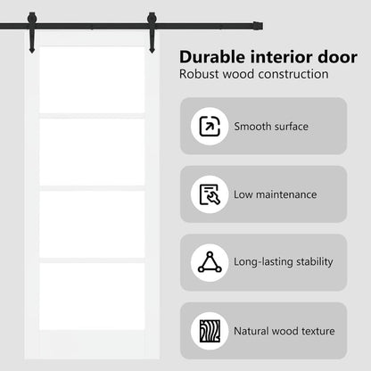 Sliding Door ORKDAL White 83 x 202 cm Solid Pine Wood and Glass
