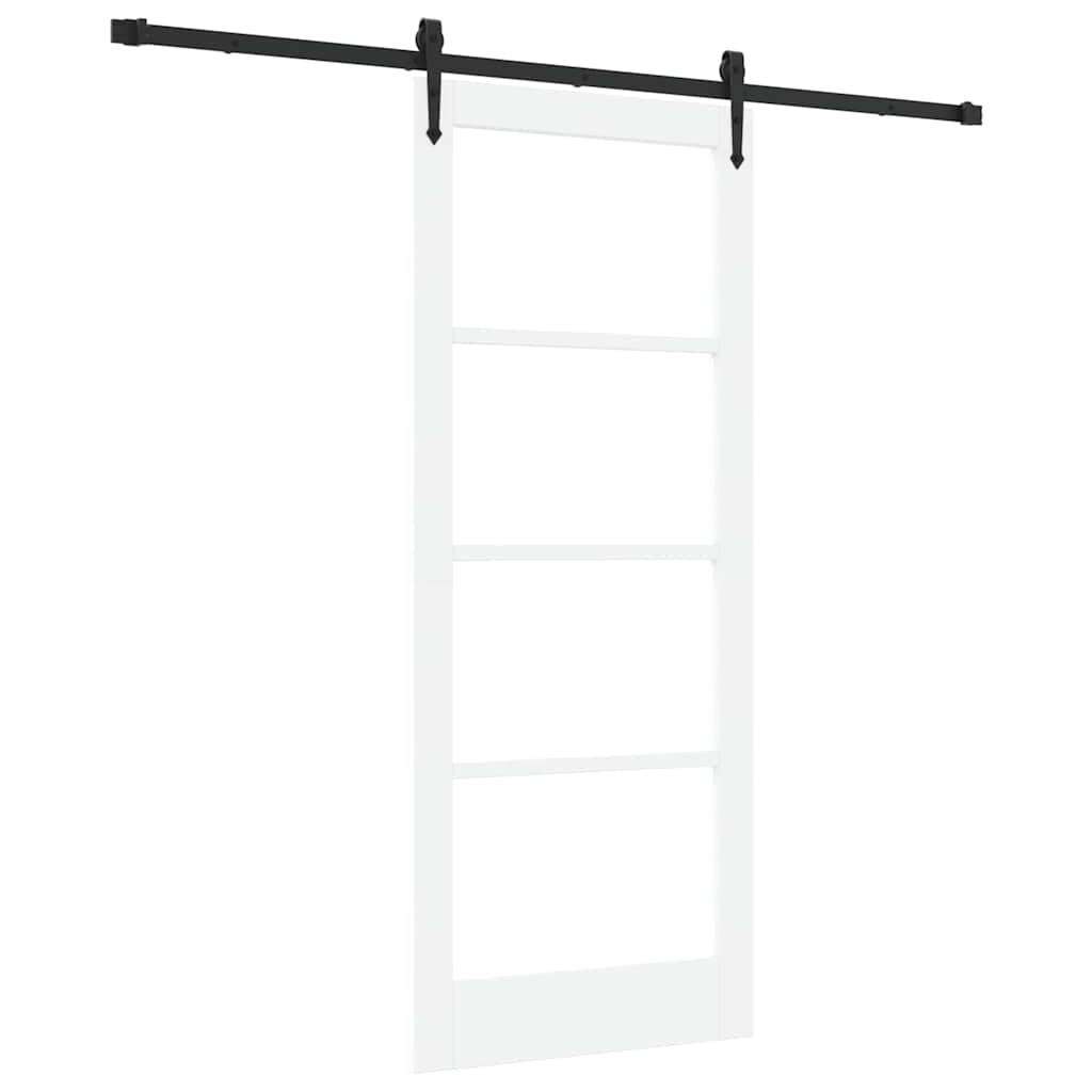Sliding Door ORKDAL White 83 x 202 cm Solid Pine Wood and Glass