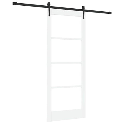 Sliding Door ORKDAL White 83 x 202 cm Solid Pine Wood and Glass