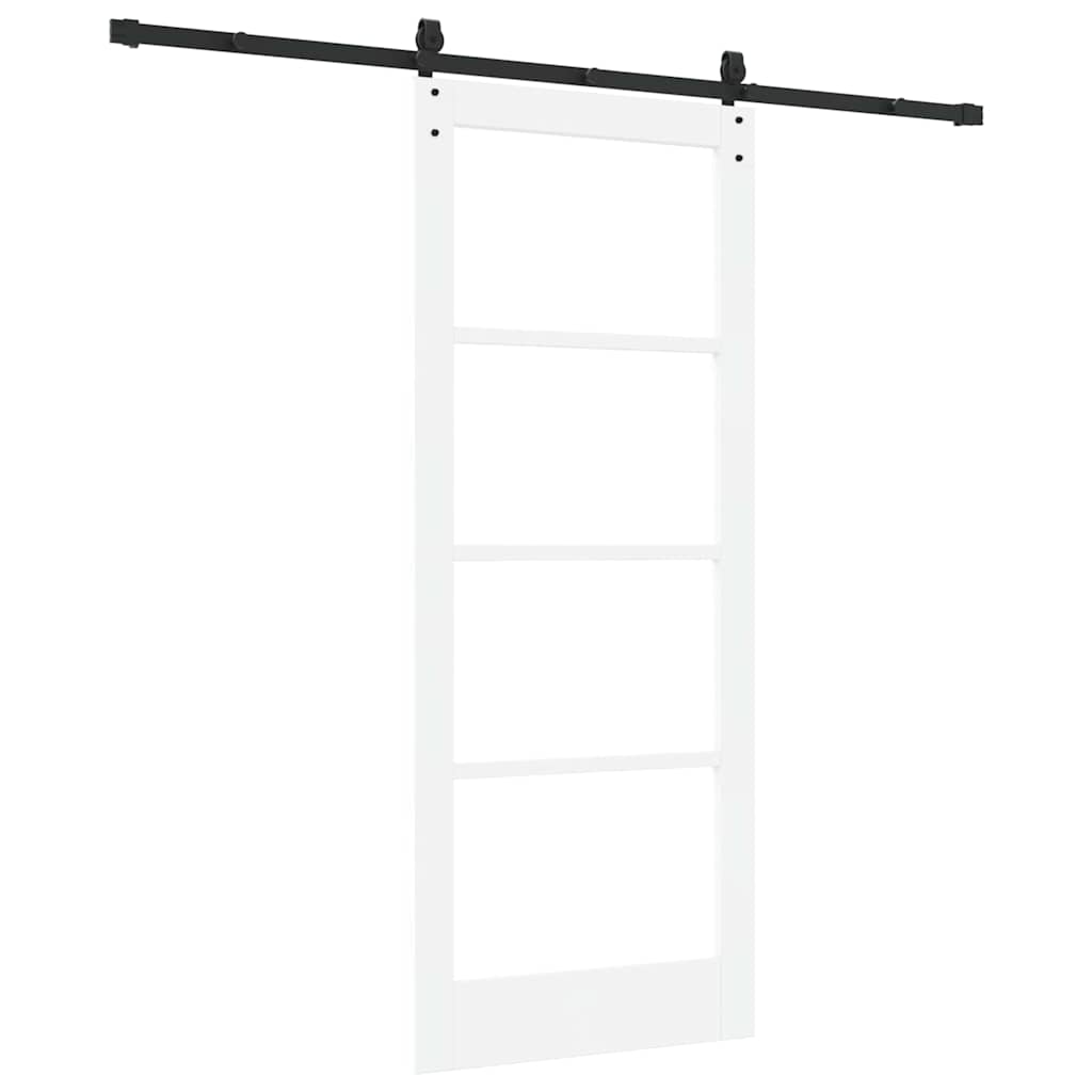 Sliding Door ORKDAL White 83 x 202 cm Solid Pine Wood and Glass