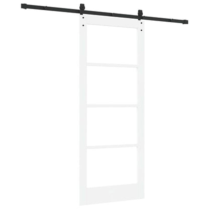 Sliding Door ORKDAL White 83 x 202 cm Solid Pine Wood and Glass