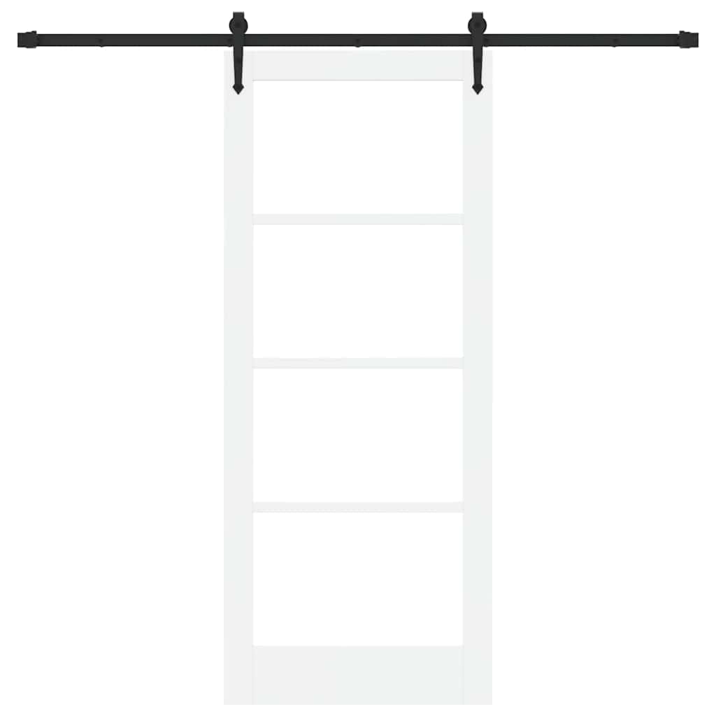 Sliding Door ORKDAL White 83 x 202 cm Solid Pine Wood and Glass