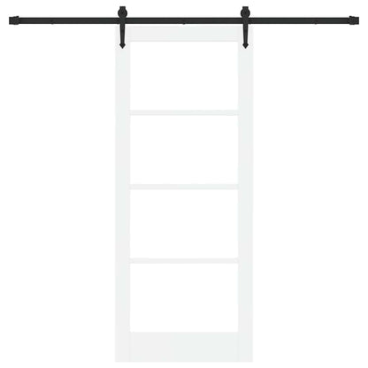 Sliding Door ORKDAL White 83 x 202 cm Solid Pine Wood and Glass