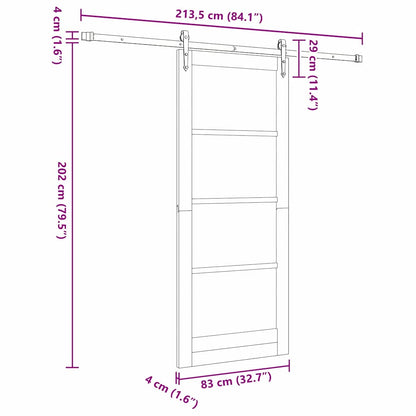 Sliding Door ORKDAL White 83 x 202 cm Solid Pine Wood and Glass