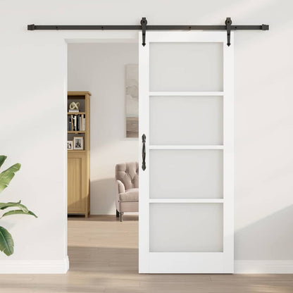 Sliding Door ORKDAL White 83 x 211 cm Solid Pine Wood and Glass