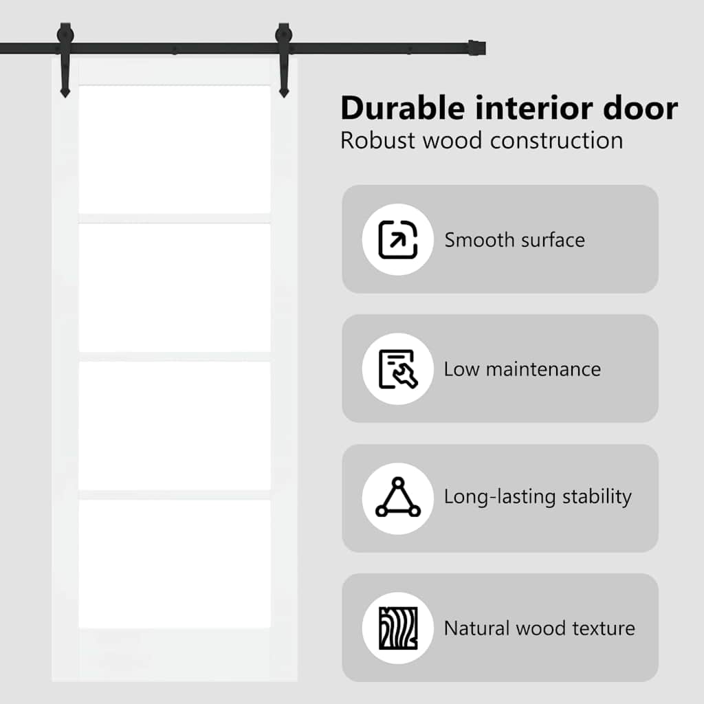 Sliding Door ORKDAL White 83 x 211 cm Solid Pine Wood and Glass
