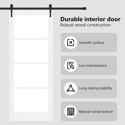Sliding Door ORKDAL White 83 x 211 cm Solid Pine Wood and Glass