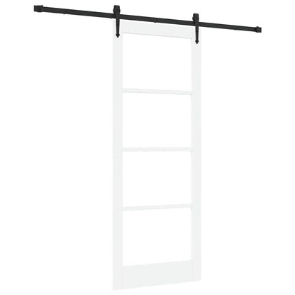 Sliding Door ORKDAL White 83 x 211 cm Solid Pine Wood and Glass