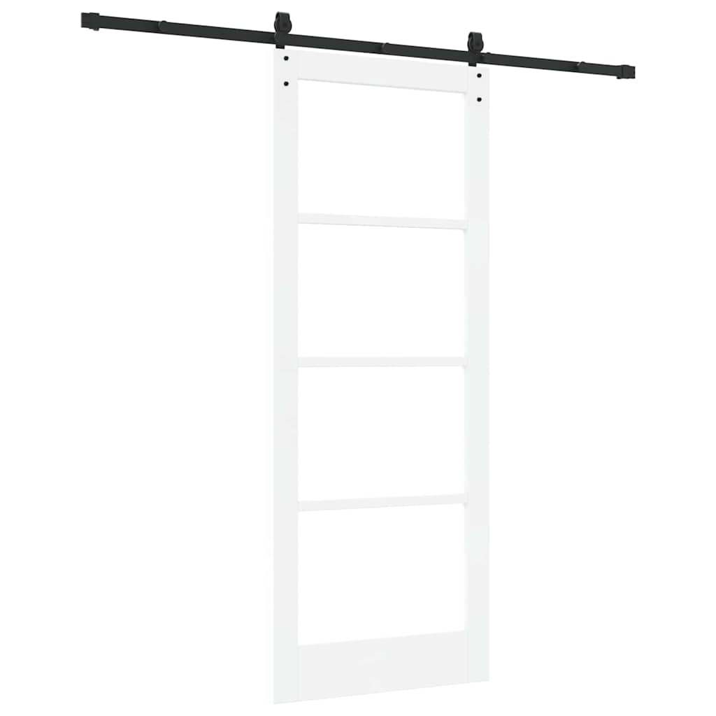 Sliding Door ORKDAL White 83 x 211 cm Solid Pine Wood and Glass