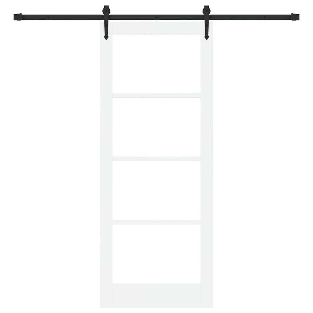 Sliding Door ORKDAL White 83 x 211 cm Solid Pine Wood and Glass