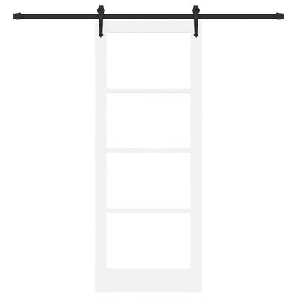 Sliding Door ORKDAL White 83 x 211 cm Solid Pine Wood and Glass