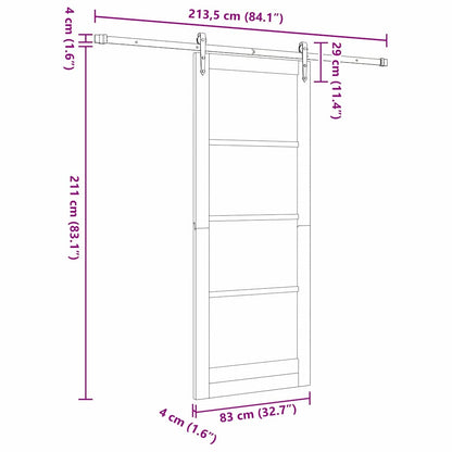 Sliding Door ORKDAL White 83 x 211 cm Solid Pine Wood and Glass
