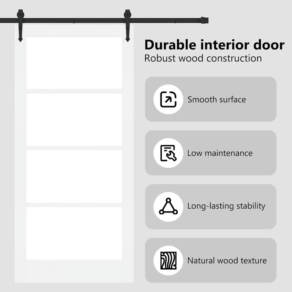 Sliding Door ORKDAL White 93 x 202 cm Solid Pine Wood and Glass