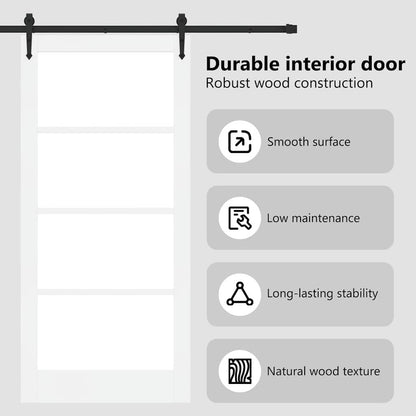 Sliding Door ORKDAL White 93 x 202 cm Solid Pine Wood and Glass