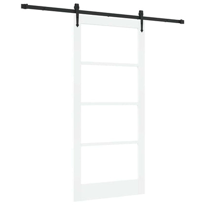 Sliding Door ORKDAL White 93 x 202 cm Solid Pine Wood and Glass