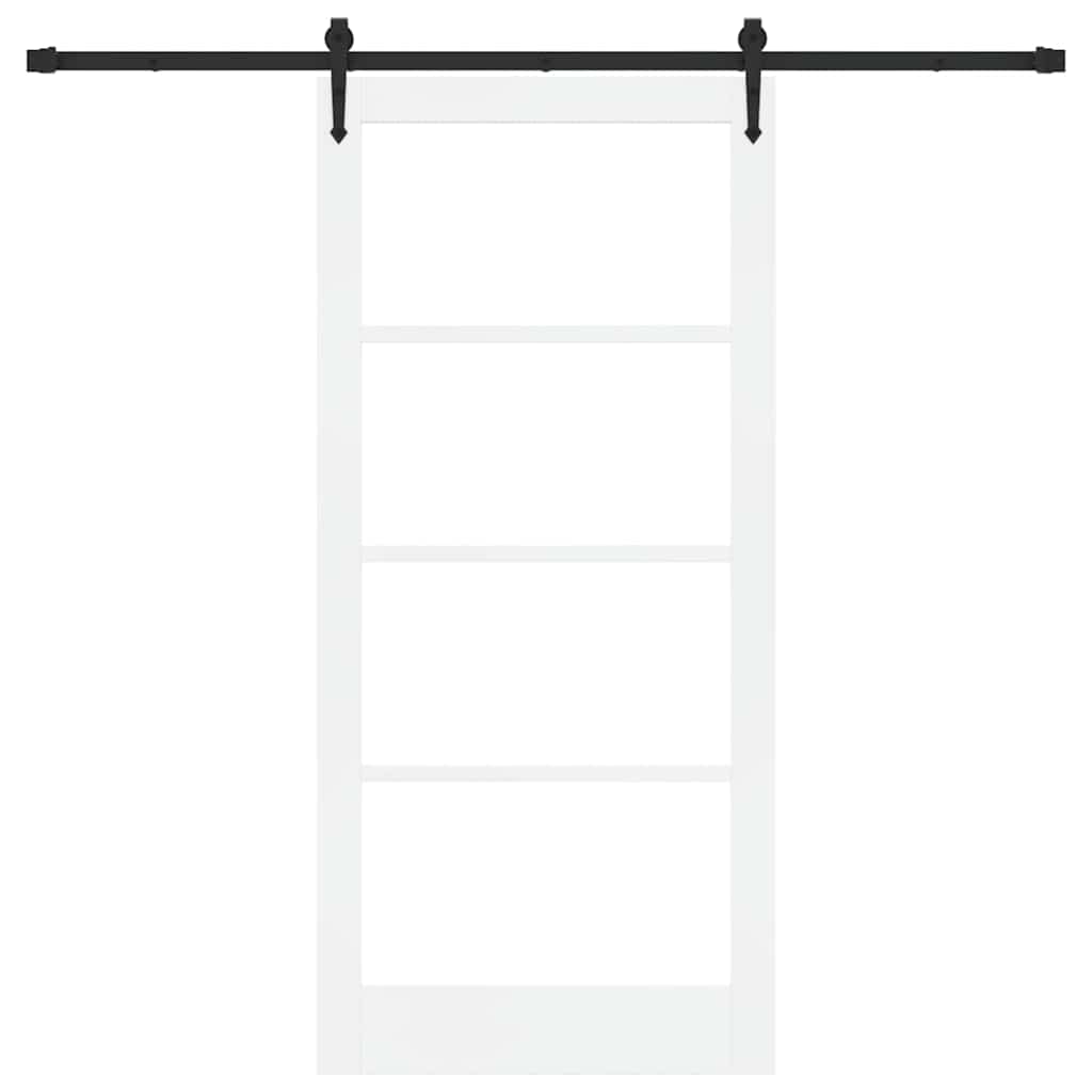 Sliding Door ORKDAL White 93 x 202 cm Solid Pine Wood and Glass