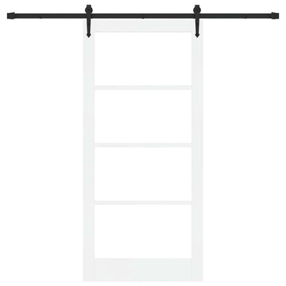 Sliding Door ORKDAL White 93 x 202 cm Solid Pine Wood and Glass