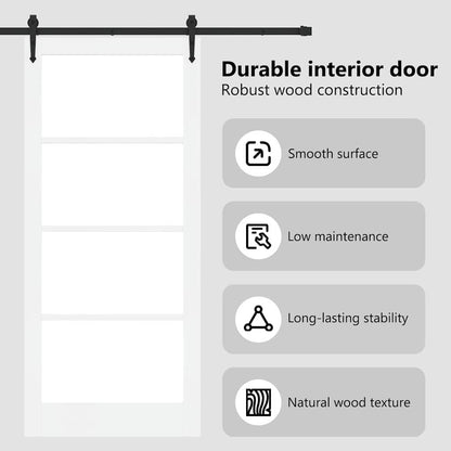 Sliding Door ORKDAL White 93 x 211 cm Solid Pine Wood and Glass
