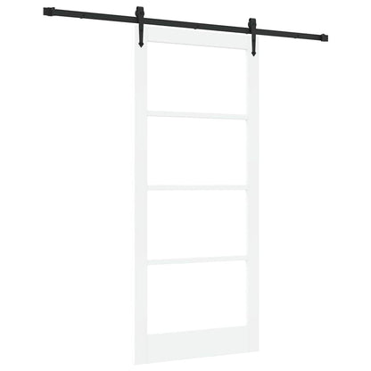 Sliding Door ORKDAL White 93 x 211 cm Solid Pine Wood and Glass