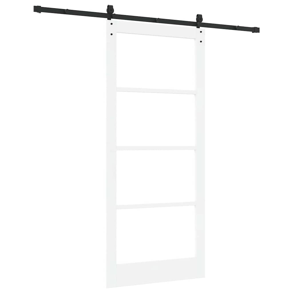 Sliding Door ORKDAL White 93 x 211 cm Solid Pine Wood and Glass