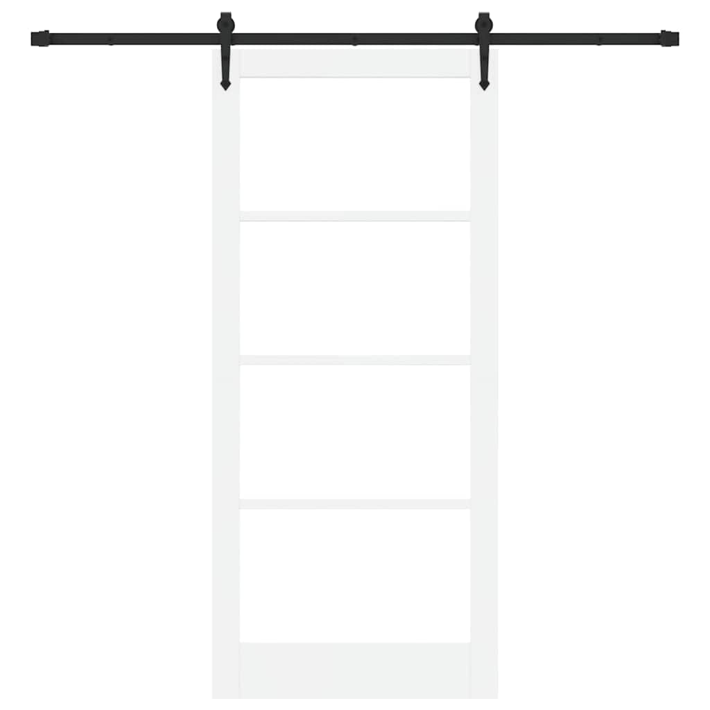 Sliding Door ORKDAL White 93 x 211 cm Solid Pine Wood and Glass
