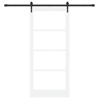 Sliding Door ORKDAL White 93 x 211 cm Solid Pine Wood and Glass