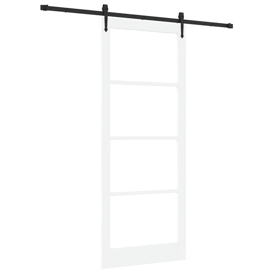 Sliding Door ORKDAL White 93 x 232 cm Solid Pine Wood and Glass